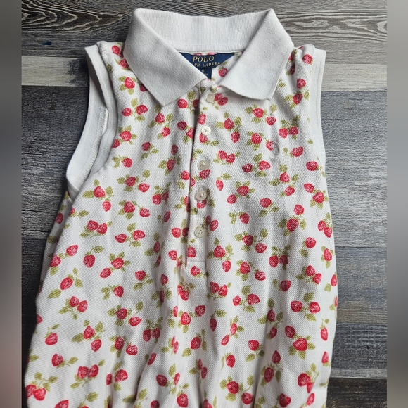 Polo Ralph Lauren Big Girl's Strawberry Print Romper Size 6 - Picture 5 of 7